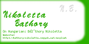 nikoletta bathory business card